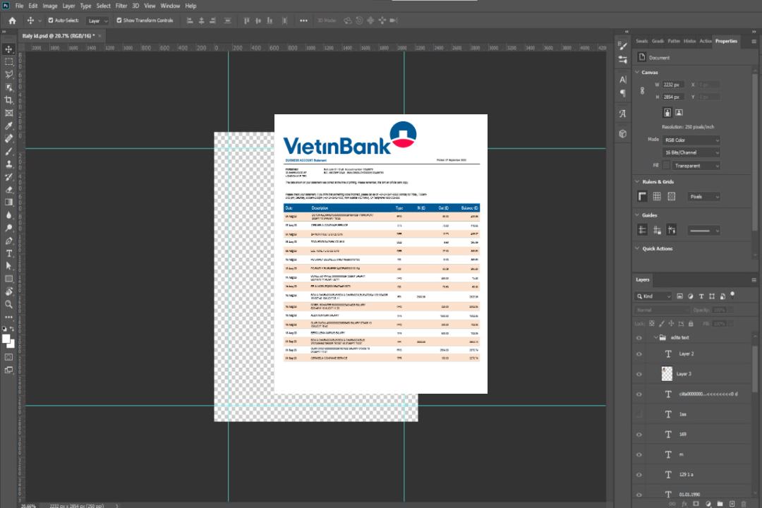 Modèle Word et PDF de relevé de compte d'entreprise de la Vietin Bank template Modèle Word et PDF de relevé de compte d'entreprise de la Vietin Bank template